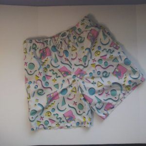 MTV White Multi Pastel Logo Swim Shorts Size M NWOT